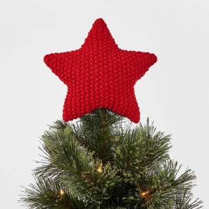 lot 255 image: 7.5in Unlit Knit Star Tree Topper Red - Wondershop, only star , pack of 3