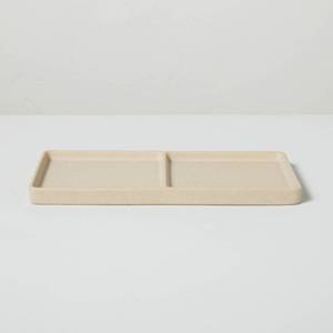 lot 268 image: Sandy Textured Ceramic Divided Organizer Tray Natural - Hearth & Hand with Magnolia