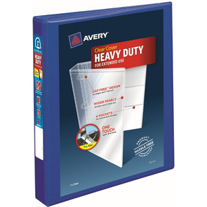 lot 280 image: Avery Heavy-Duty View 3 Ring Binder 1 One Touch EZD Ring Holds 8.5 x 11 Paper Pacific Blue (79772), pack of 3