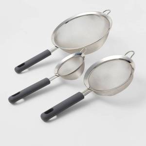 lot 291 image: 3pc Stainless Steel Mesh Strainer Set Silver - Made By Design
