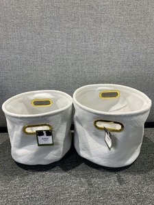 lot 14608 image: White Velvet with Gold Stitching &amp Handles Baskets