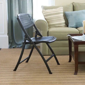 lot 14634 image: HDX Plastic Seat Folding Chair in Black (set of 2)
