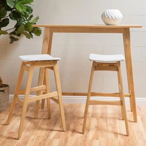 lot 14656 image: &nbspNoble House Natural Oak Wood Bar Height Table (TABLE ONLY) -Retail $121.99
