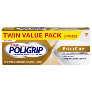 lot 14678 image: Super Poligrip Original Denture and Partials Adhesive Cream 2.2 Oz 2 Pack