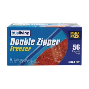 lot 14622 image: Trueliving double zipper storage bag 1 gallon 65 count (set of 2)
