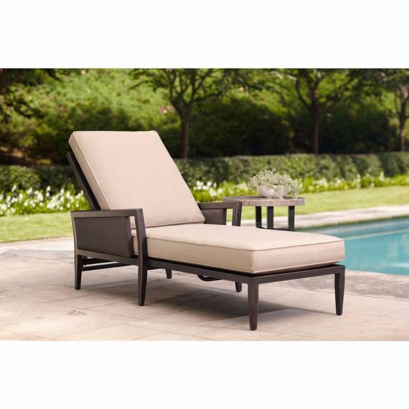 lot 4022 image: Brown Jordan Chaise Lounges Greystone Patio Chaise Lounge in Sparrow -- STOCK DYT005-C