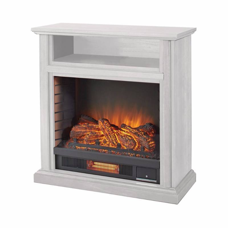 lot 4028 image: Ansley 31.5 in. Mobile Media Console Infrared Electric Fireplace in White