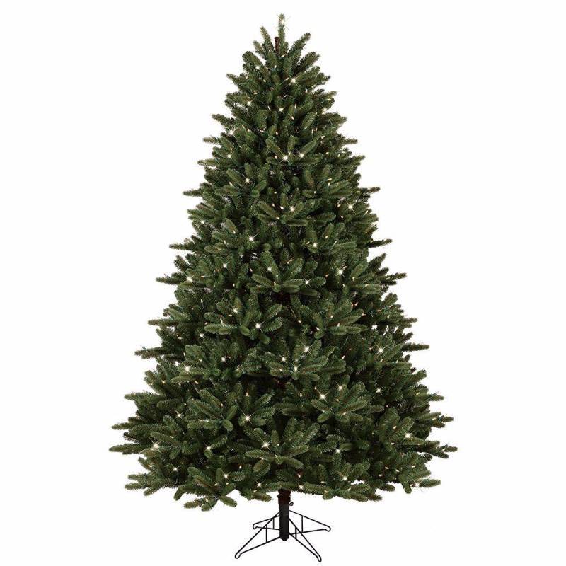 lot 4031 image: 7.5 ft. Pre-Lit LED Just Cut Frasier Fir Artificial Christmas Tree with EZ Light Technology and Warm White LED Lights, Greens
