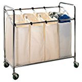 lot 4388 image: Household Essentials Four Bag Laundry Sorter, Chrome Finish