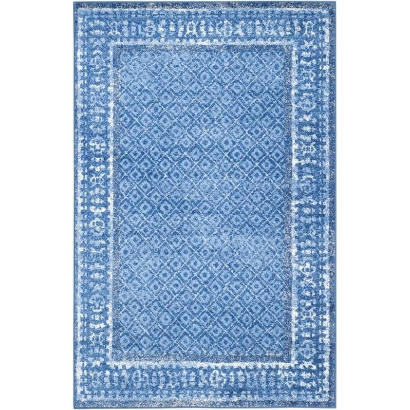 lot 4402 image: Safavieh Adirondack Collection ADR110F Light Blue and Dark Blue Area Rug, 2 feet 6 inches by 4 feet (26 x 4)
