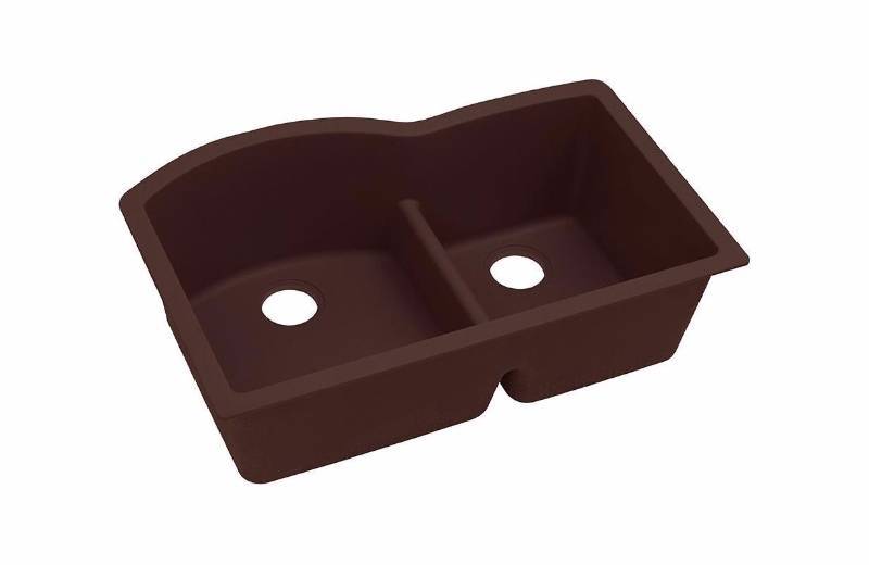 lot 4354 image: Quartz Classic Undermount Composite 33 in. Double Bowl Kitchen Sink in Pecan