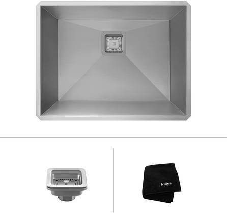 lot 4361 image: Kraus KHU24L Pax Zero-Radius 24 18 Gauge Handmade Undermount Single Bowl Stainless Steel Laundry and Utility Sink