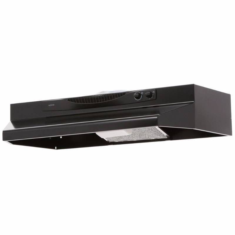 lot 6104 image: NuTone Range Hoods and Accessories ACS Series 30 in. Convertible Range Hood in Black ACS30BL