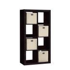 lot 1801 image: H Cube 31 in. W x 58 in. H 8-Cube Organizer with 4 Fabric Bins