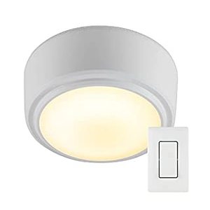 lot 42008 image: Energizer 47485-T2 Wireless Switch LED, Battery Operated, 100, 200 Lumens, Garages, Laundry Rooms and More, 47485 Ceiling Light, 1 Pack, White (B097FD8959)