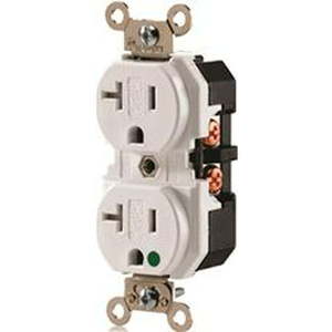 lot 42021 image: Set Of 7 2-POLE HOSPITAL GRADE DUPLEX RECEPTACLE STRAIGHT BLADE WHITE NEMA 5-20R 125 VOLTS 20 AMPS per 7 Each