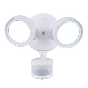 lot 42032 image: Defiant 180° White Motion Activated Sensor Twin-Head Round Outdoor Integrated LED Security Flood Light