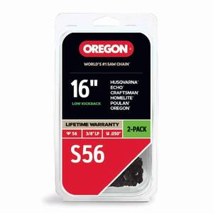 lot 42056 image: Oregon 16 in. Chainsaw Chain for Bar Fits Makita, Echo, Husqvarna, Craftsman, Poulan and More (2-Pack)