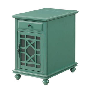 lot 42064 image: Elegant 16 in. Antique Teal Chairside End Table with Power