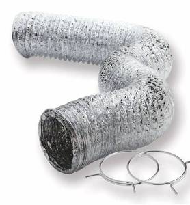 lot 42075 image: Everbilt 8 X 4Diameter Flexible Dryer Transition Duct - Includes 2 Clamps