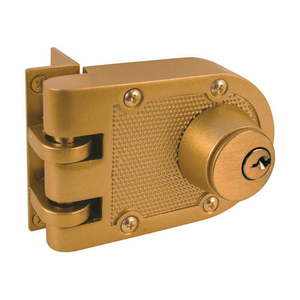 lot 42087 image: Jimmy-Resistant Deadlock Diecast Brass Color Angle Strike Double Cylinder