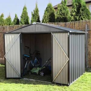 lot 42137 image: 8FT W x 12FT D STORAGE SHED 96SQ, GREY METAL, QTY 2