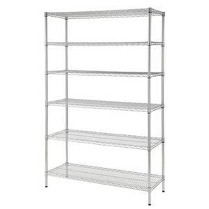 lot 42138 image: HDX 6-Tier Commercial Grade Heavy Duty Steel Wire Shelving Unit in Chrome (48 in. W x 72 in. H x 18 in. D), Grey
