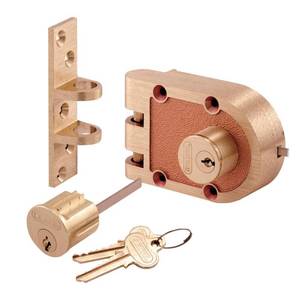 lot 42154 image: Bronze Deadlock, 687A, Double Cylinder, Flat Strike, Brass