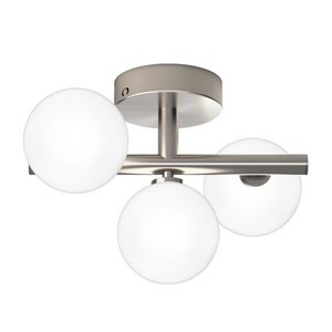 lot 42170 image: Artika Bloom 3 Light Modern Flush Mount Ceiling Light Fixture Brushed Nickel