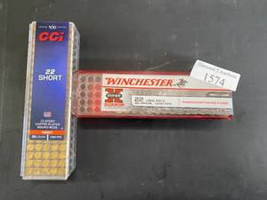 lot 1574 image: NEW Cci 22 Short Copper-Platted Round Nose Target, 1080 FPS, Winchester 22 Long Rigle 40 Grain, 1280 FPS (Missing 23)