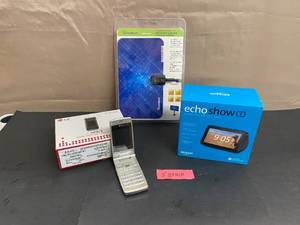 lot 1604 image: NEW Echo Show 5 - 5.5 Screen, HomeWorX Antena, US Cellular LG Wine II Cellphone
