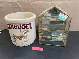 lot 1607 image: Crock, and Glass Display Case