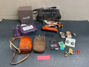 lot 1624 image: Jewelry, Tube Cut Gambler Cigarette Machine, Wallet, and More