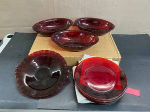 lot 1628 image: Ruby Red Depression Glass (11 Pcs)
