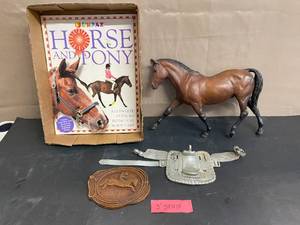 lot 1631 image: Breyer Horse (1), Wood Plaque, and More