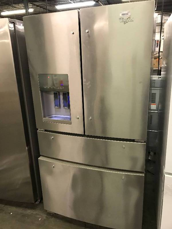 lot 1364 image: Whirlpool Stainless Front Household 4 Door Refrigerator