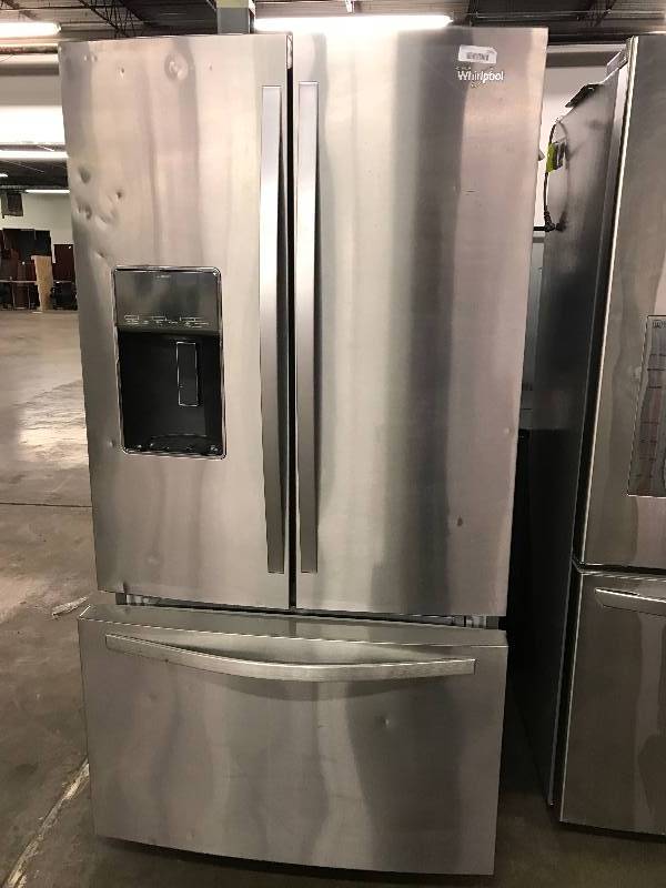 lot 1366 image: Whirlpool Stainless Front Household 3 Door Refrigerator