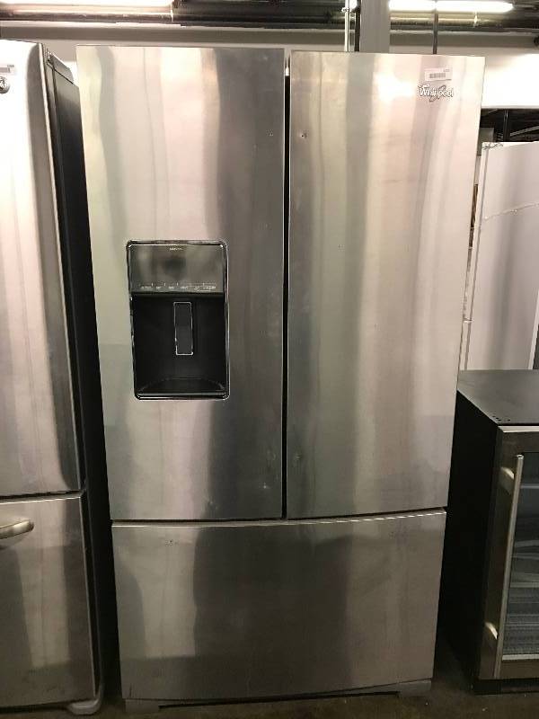 lot 1370 image: Whirlpool Stainless Front 3 Door Household Refrigerator