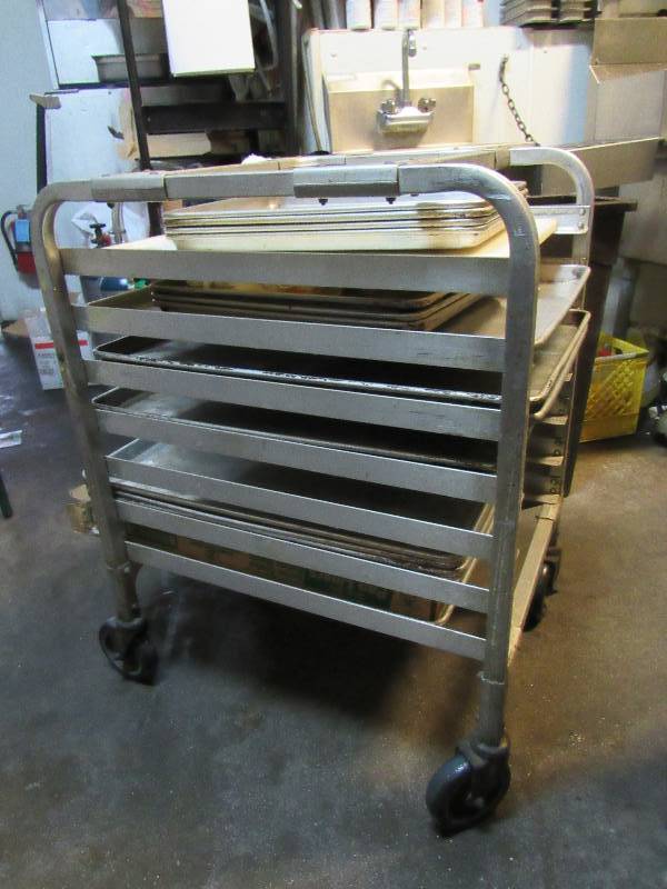 lot 1622 image: All Aluminum Half Size Sheet Pan Rack On Casters