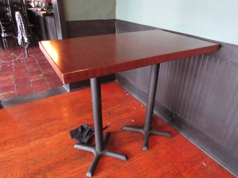 lot 1701 image: 48X28 Solid Wood Butcher Block Style Top Bar Height Table