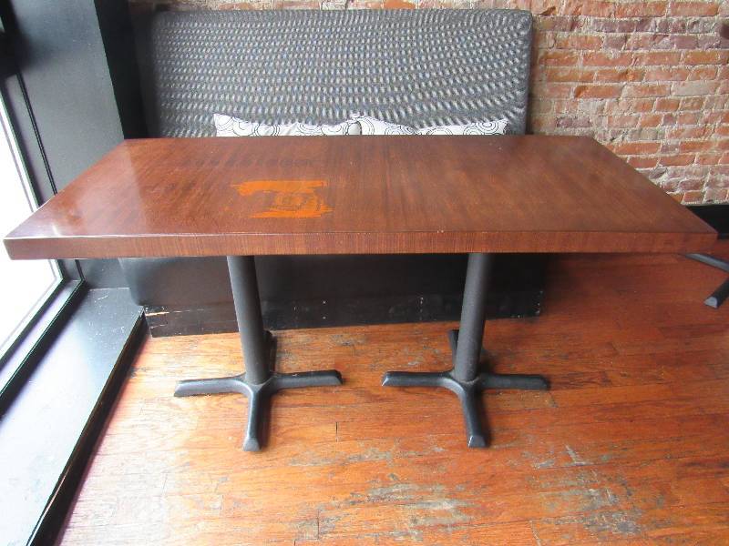 lot 1702 image: 48X28 Solid Wood Butcher Block Style Top Table