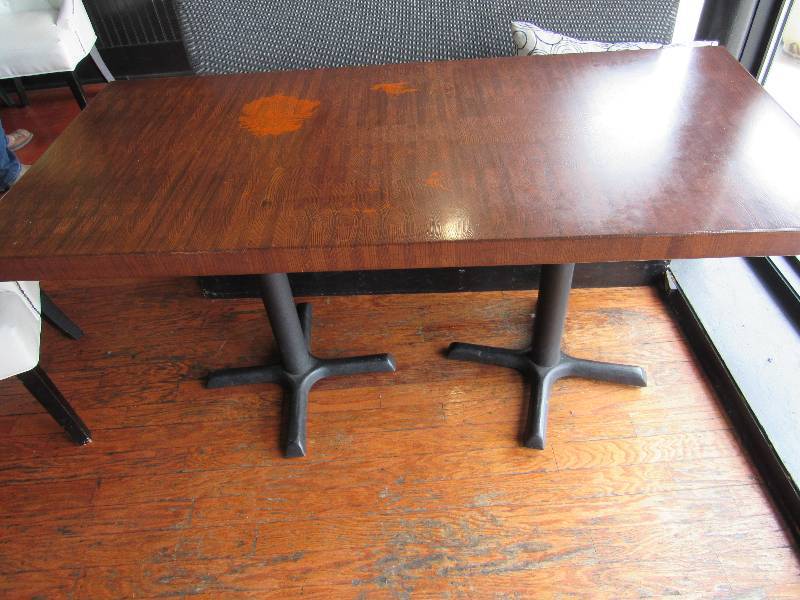 lot 1703 image: 48X28 Solid Wood Butcher Block Style Top Table