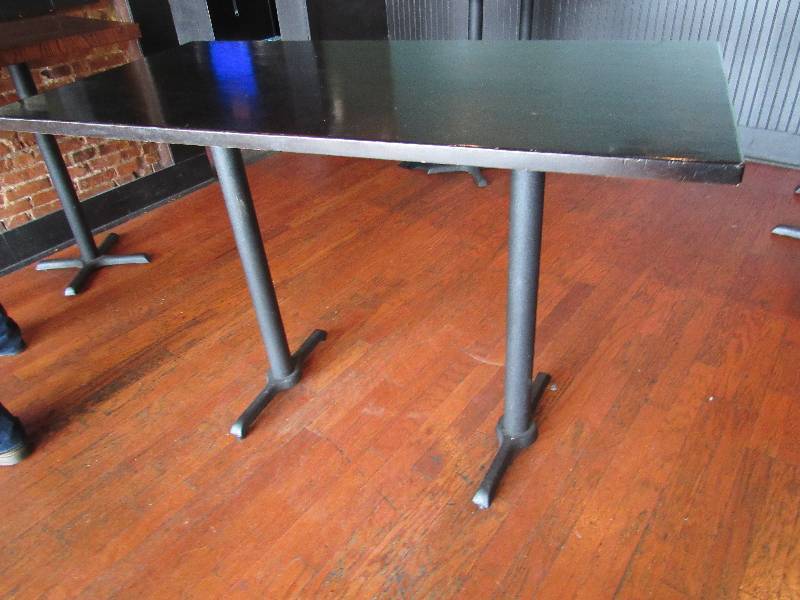 lot 1705 image: 60X30 Solid Wood Black Painted Top Bar Height Table