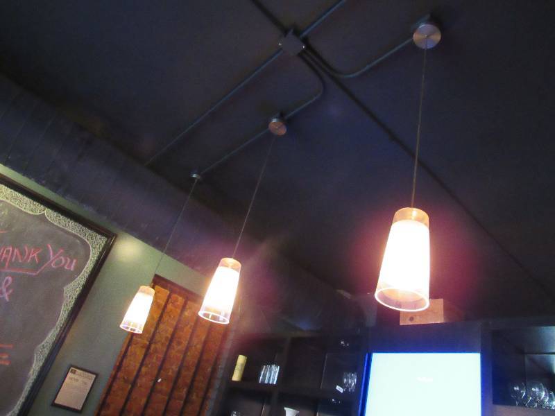lot 1747 image: Lot of (3) Glass Pendant Style Hanging Light Fixtures