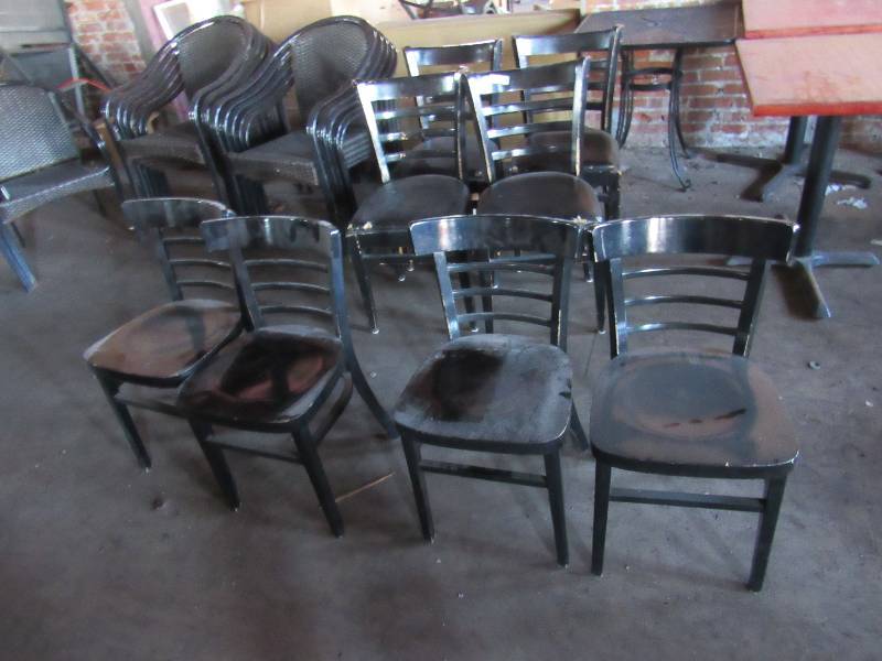 lot 1800 image: Lot of (4) Wooden Black Standard Height Chairs