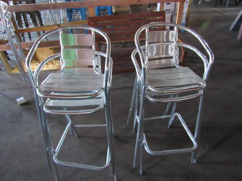 lot 1805 image: Lot of (4) Fully Aluminum Bar Height Chairs