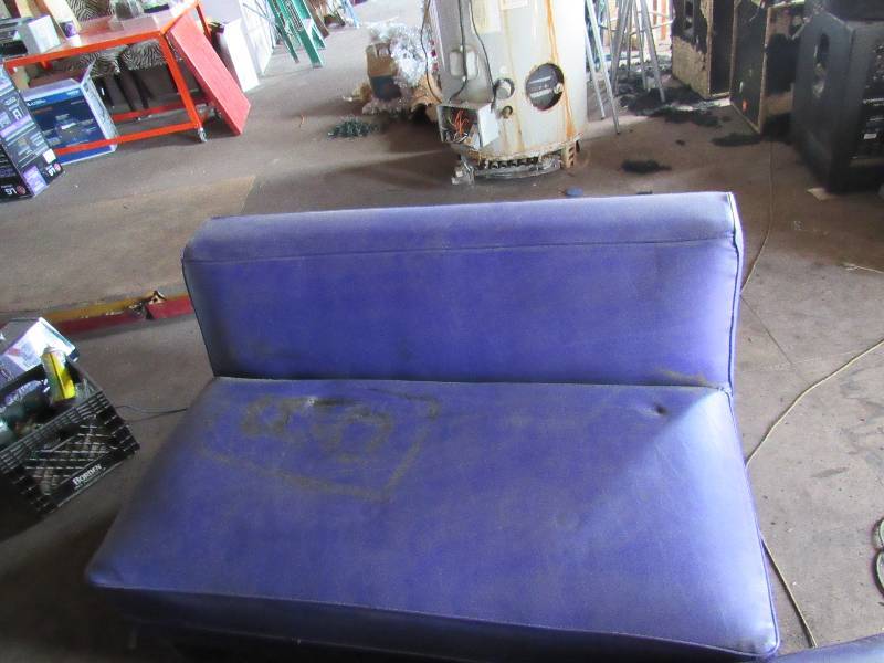 lot 1830 image: 48 Purple Vinyl Padded Armless Bench Seat