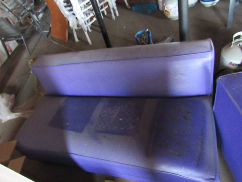 lot 1831 image: 60 Purple Vinyl Padded Armless Bench Seat