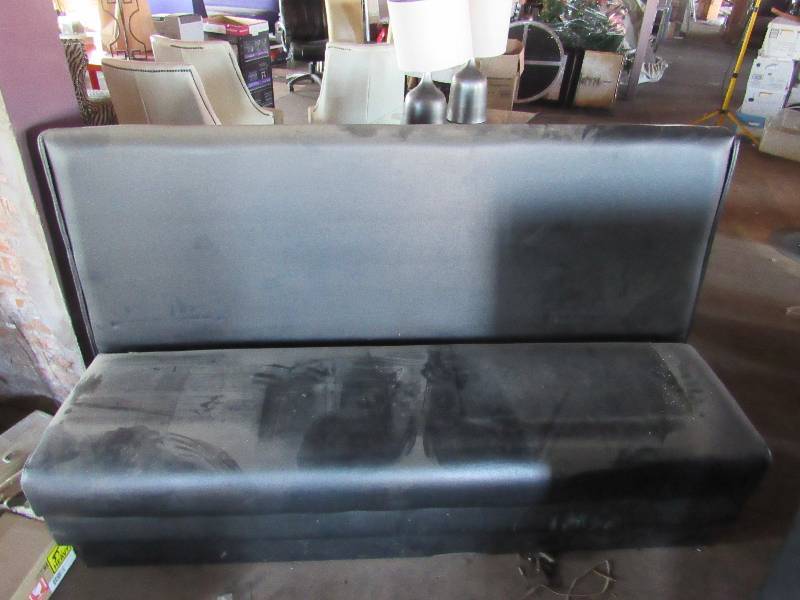 lot 1832 image: Pair Of Matching 72 Black Vinyl Padded Booth  Seats
