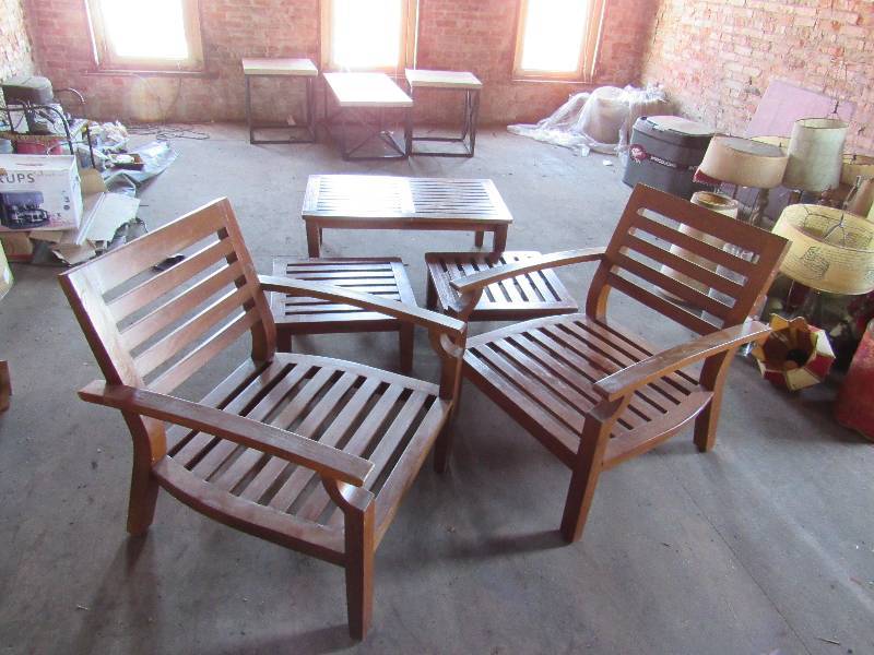 lot 1843 image: Set Of Side And Coffee Tables With Matching Extra Deep Chairs
